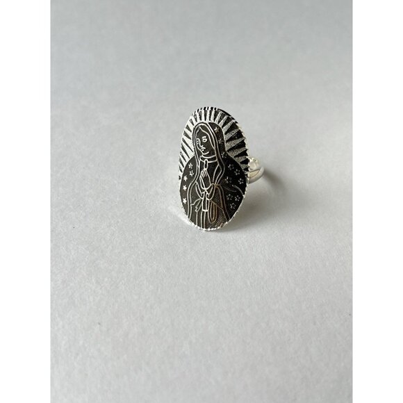 Virgin of Guadalupe Ring 925 Sterling Silver Size 10 Mexican Devotional Jewelry - Picture 12 of 16